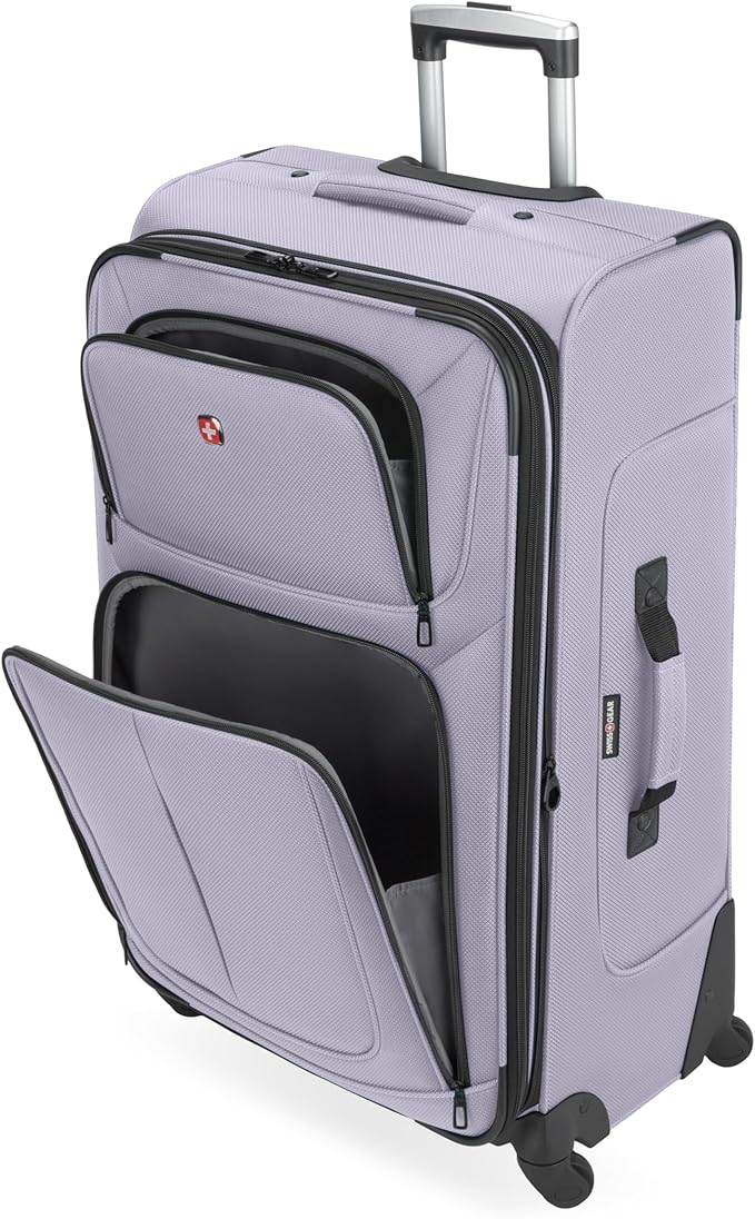 SWISSGEAR Sion Softside Expandable Spinner Luggage Durable Lightweight Travel Suitcase, Evening Haze, Checked-Large