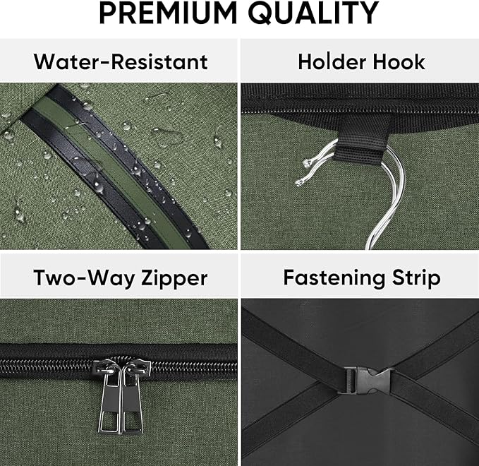 BALEINE Travel Garment Bag, Travel Suit Bag for Men, Water Resistant Carry on Garment Bag for Hanging Clothes, Garment Duffel Bag for Travel Business (Green)