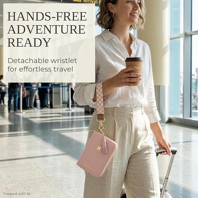 Beautiful Passport Holder for Travel with Wristlet Strap - All-in-One Wallet for Women with Card Slots and Tassel Keychain - Perfect RFID Blocking Case to Keep Your Travel Documents Organized & Safe