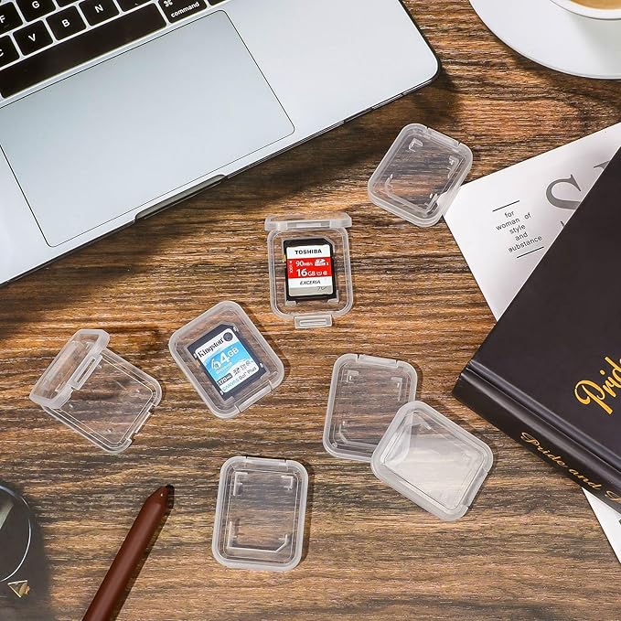 15Pcs SD/SDHC Memory Card Case Holder, Standard SD Plastic Storage Boxes, Clear Compact