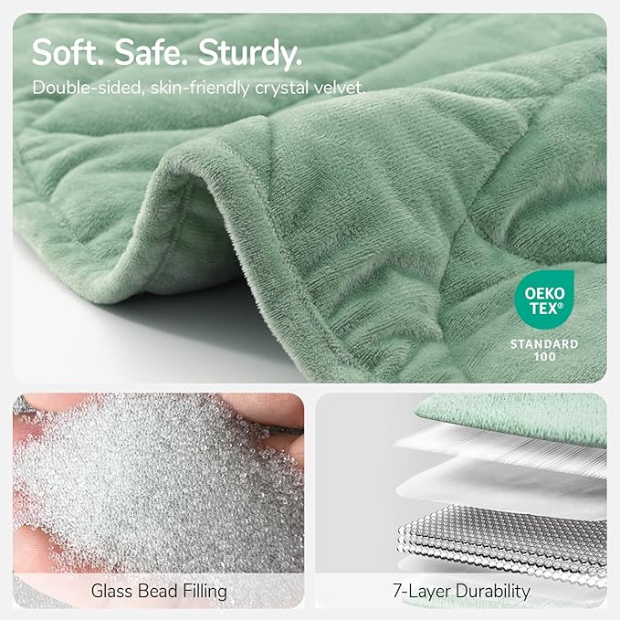 Kaisa Weighted Blanket for Adults (15 lbs,60" x 78"), Soft Heavy Blanket Machine Washable, Queen Size Weighted Blankets with Glass Beads for Couch and Bed, Sage Green