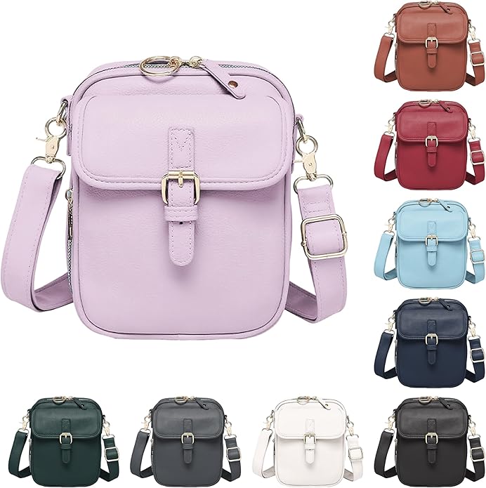 Leather Crossbody Bags for Women Travel Small Crossbody Purse Anti Theft Waterproof Bum Bag with Built in Wallet