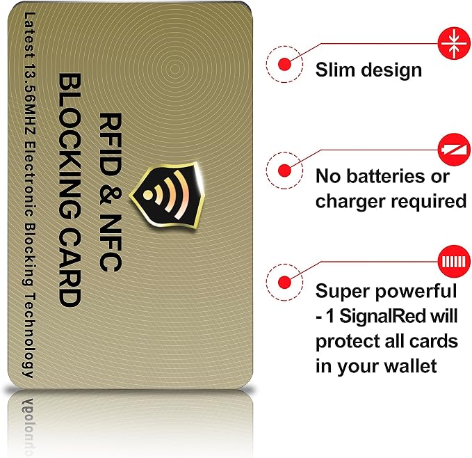 SaiTech IT RFID Blocking Card, 10 Pack Entire Wallet Purse Shield For Men & Women, NFC Contactless Bank Debit Credit Card Protector ID ATM Guard - Golden