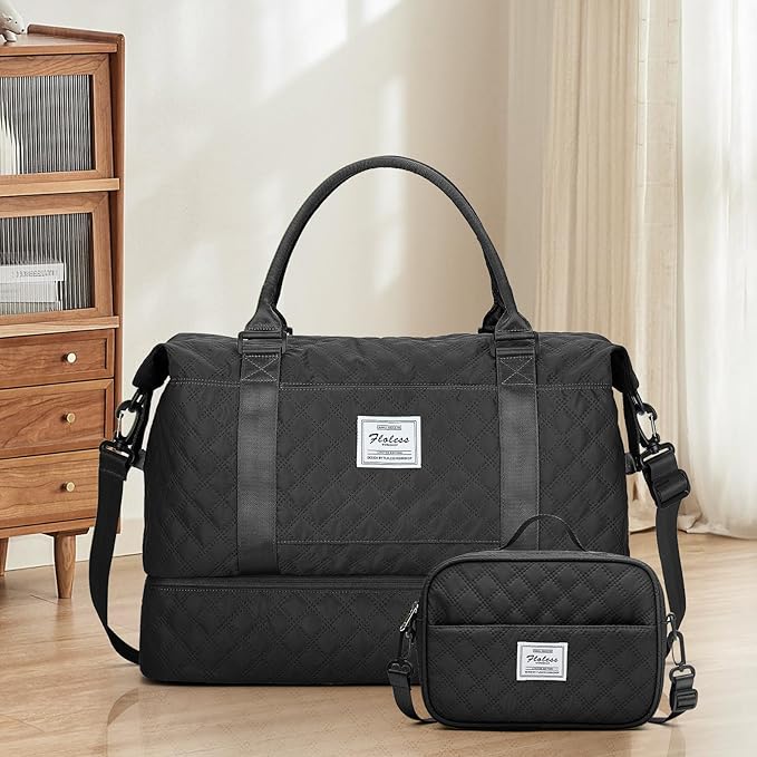 Weekender Bags for Women, Carry on Overnight Weekend Travel Duffel Bag with Shoes Compartment &Toiletry Bag, Personal Item Bag for Travel Business Trips Sport Hospital
