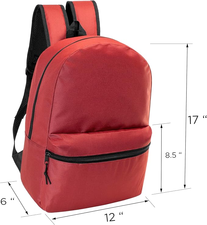 Moda West 17" School Backpacks for Kids - Backpacks in Bulk for Elementary, Middle, and High School Students, 10 Pack