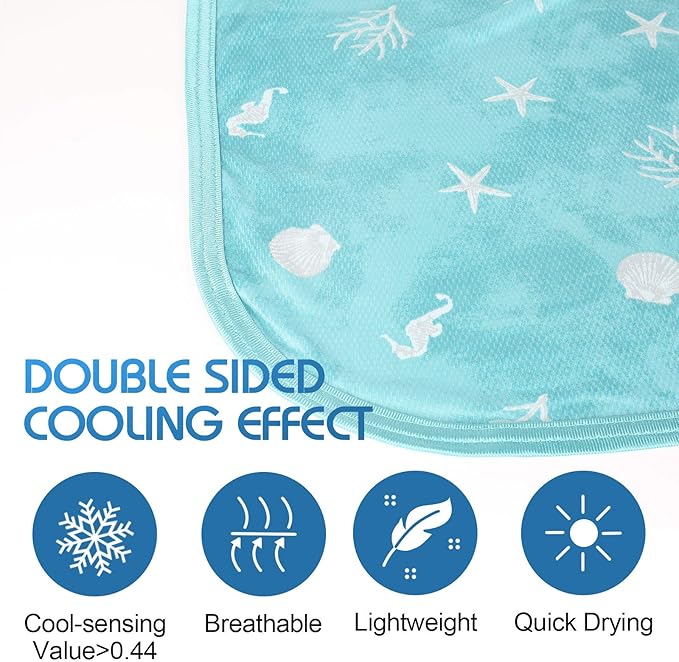 Ailemei Direct Cooling Blanket with Double Sided Cold Effect, Lightweight Breathable Summer Oversize Coastal Theme Bed Blankets, Transfer Heat to Keep Body Cool for Hot Sleepers Night Sweats, 90“x90”