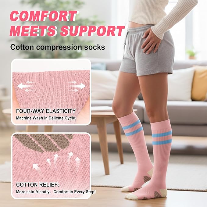 4 Pairs Compression Socks for Women Circulation-Best Support for Nurses,Running,Athletic,Travel