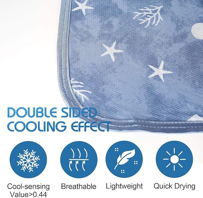 Ailemei Direct Cooling Blanket with Double Sided Cold Effect, Lightweight Breathable Summer Coastal Theme Bed Blankets, Transfer Heat to Keep Body Cool for Hot Sleepers and Night Sweats, 60“x90”