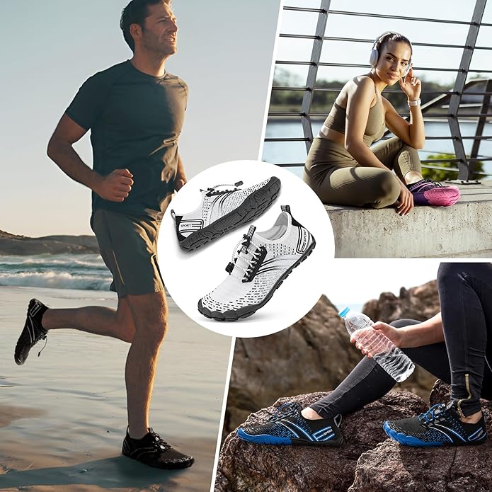 ATHMILE Hiking Barefoot Water Shoes for Women Men Beach Swim Aqua Pool River Quick Dry Athletic Wide Toe Outdoor Sport Kayaking Boating Rock Climbing Yoga Lake