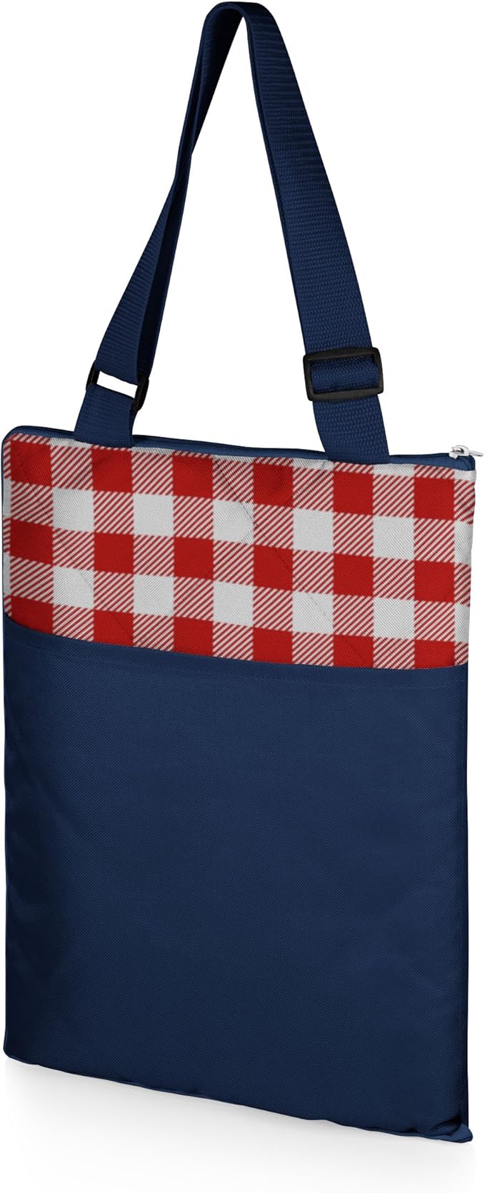ONIVA - a Picnic Time brand - Vista Outdoor Picnic Blanket & Tote - Beach Blanket - Camping Blanket, (Navy with Red Check)