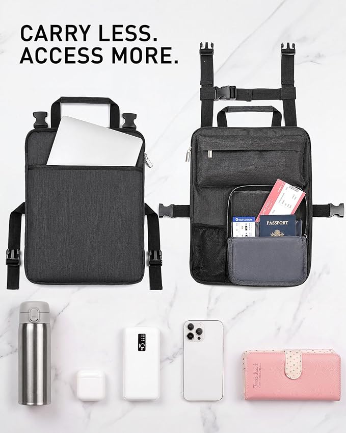 BS-VOG Over Luggage Organizer for Carry On Bag with Cup Holder, Travel Organizer for Suitcase, Adjustable Straps Suitcase Bag, Carry On Storage for Laptop, Fits 20-28 Inch Luggage