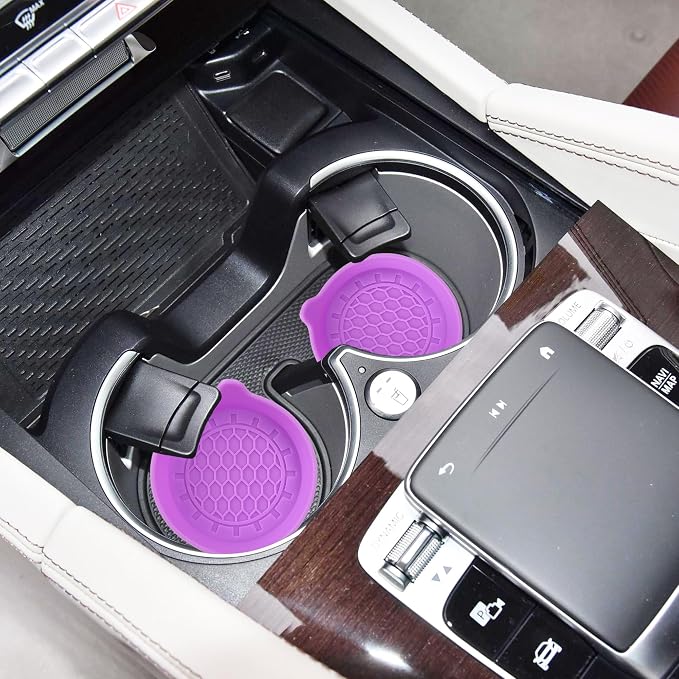 Amooca Automotive Cup Holders Universal Car Cup Coaster Waterproof Non-Slip Sift-Proof Spill Holder Car Interior Accessories 4 Pack Purple