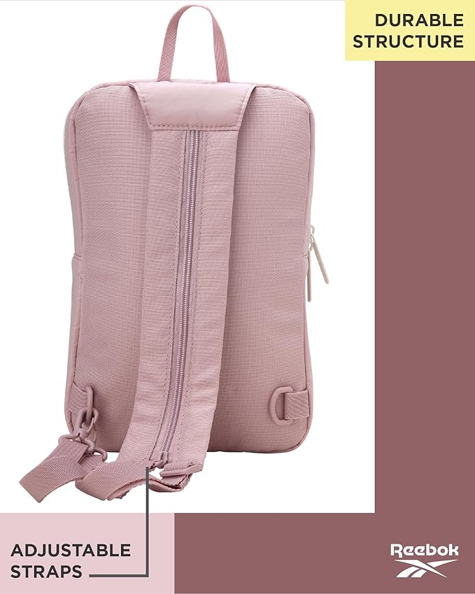 Reebok Unisex Crossbody Bag - Convertible Compact Durable Cross Body Bag for Women and Men - Gym and Travel Essentials, Size One Size, Mikayla Ashen Lilac