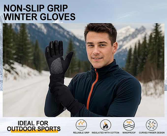 FEWTUR Winter Waterproof Gloves for Women and Men - Thermal Gloves with Touchscreen Fingers, Warm Gloves for Running, Bike and Hiking Cold Weather