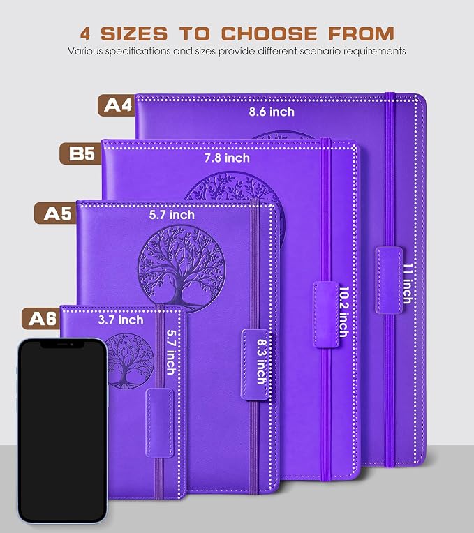 Biuwory Lined Journal Notebook for Women Men,256 Pages B5 Large Hardcover Leather Journals for Writing,Travel,Business,Work & School,College Ruled Notebooks for Note Taking,Diary Notepad 7.8"×10.2"