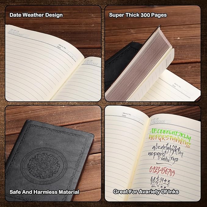 Fetinar 2026 Leather Vintage Journal Notebook,300 Pages,Leather Softcover Lined Journal Notebooks for Women Men,Notebook Journals for Writing Travel,Business,Office,7.1'' X 9.8''