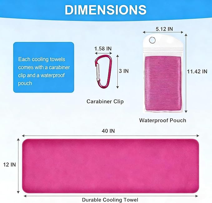 4 Pack Cooling Towels for Neck and Face(40"x12"), Cooling Neck Wraps, Ice Towel for Hot Weather, Soft Breathable Gym Towel, Cool Towel for Workout, Camping, Yoga, Sport, Running
