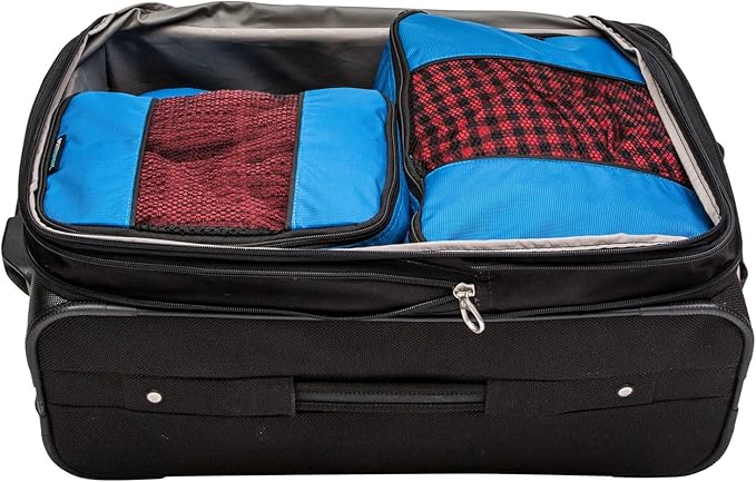 Travel Wise Packing Cubes for Travel - 5 Piece Set with Pattern Design, Lightweight Ripstop Nylon Luggage Organizers with Mesh Panel, Small Medium Large Sizes