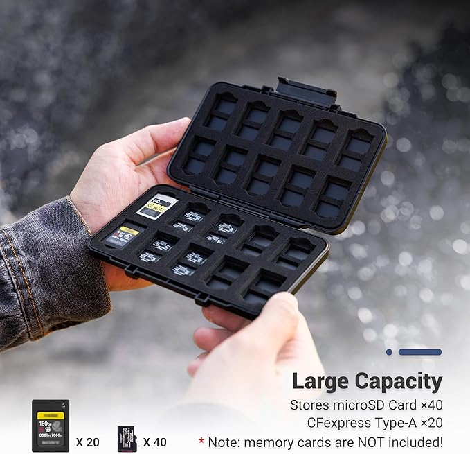 [Large Capacity] CFexpress Type A Card Case Storage (Not Fit Type B), 60 Slots Memory Card Organizer Holder Box for 40 TF Micro SD & 20 CFexpress Type-A Cards, for Sony A7RV A7SIII A7IV A7R5 A1 A9M3