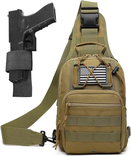 Small Tactical Sling Bag for Men with Holster Military EDC Shoulder Bag CCW Crossbody Bag 7 Liters