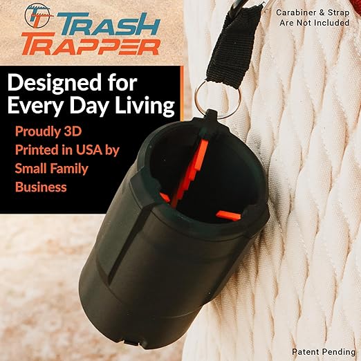 Trash Trapper Car Trash Can Cup Holder | Mini Car Trash Can | Fits in Most Doors | 5.1" x 2.9" | Traps More & Empties Less, Patent-Pending Compaction, Gifts for Men, Black