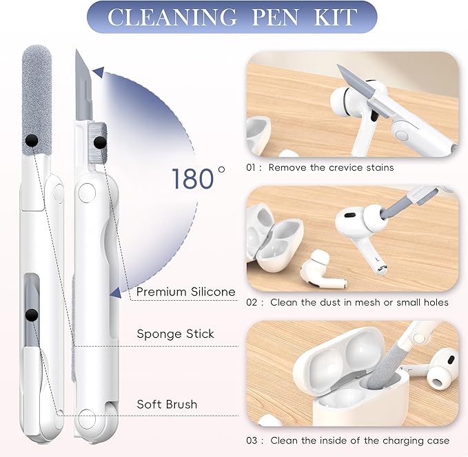 R-fun for AirPods Pro 3 Case with Cleaning Kit, Soft Liquid Silicone Rubber Protective Cover, Compatible with AirPods Pro 3rd Generation Case (2025), Compatible with MagSafe, Midnight Blue
