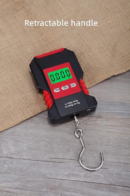 Klau Portable Rechargeable 50 kg / 100 lb Heavy Duty Waterproof Fish Scale Digital Hanging Scale Luggage Scale with Measuring Tape for Home Farm Hunting Outdoor