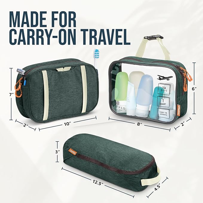 Toiletry Bag Kit Set: Hanging Travel Toiletry Bag + 311 TSA Cosmetic Liquid Bag + Ultralight Accessory Organizer Pouch