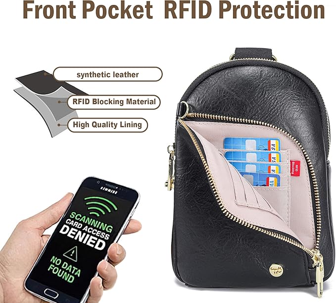 INICAT RFID Blocking Sling Bag, Anti Theft Crossbody Bag for Women Compact Travel Purses Leather