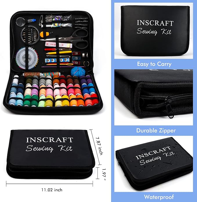 Sewing Kit, 182 Premium Sewing Supplies, 38 XL Thread Spools, Suitable for Traveller, Adults, Kids, Beginner, Emergency, DIY and Home By Inscraft