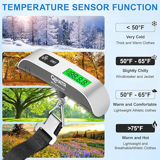 Luggage Scale, 110lb Portable Luggage Weight Scale for Travel with Backlit LCD, 4-Unit Switching, Non-Slip, Luggage Scale for Luggage, Backpacks, Packages