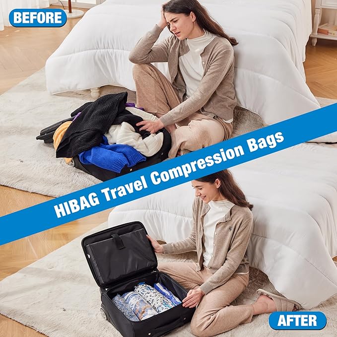 12 Compression Bags for Travel Essentials, Vacuum Packing Space Saver Bags for Cruise Accessories (12-Travel)