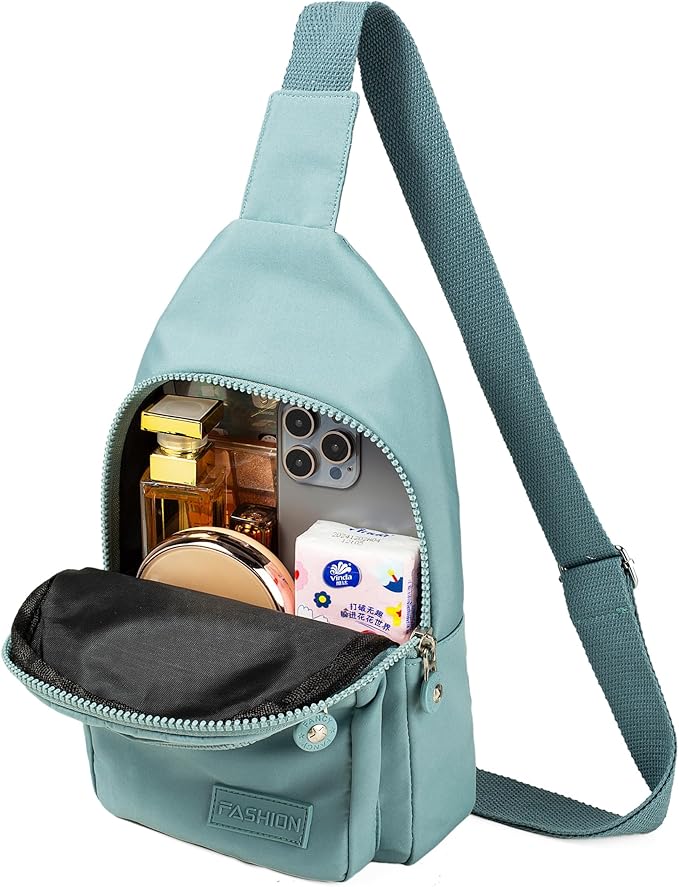 Banelu Small Sling Backpack Crossbody Bags for Women Men, Small Sling Bag Cross Body Bag Fanny Packs Crossbody Purses - Lights Blue