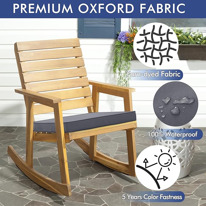 Outdoor Chair Cushions 19 x 19 Inch Water Resistant Patio Chair Cushions with Tie 3 Year Color Fastness Thick Outdoor Seat Cushion for Garden Lawn Patio Furniture Dark Grey Set of 2