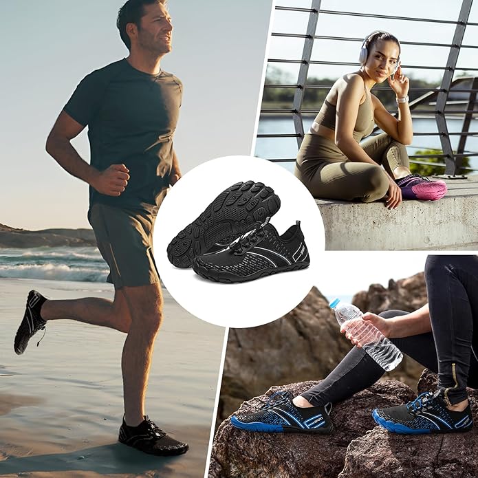 ATHMILE Hiking Barefoot Water Shoes for Women Men Beach Swim Aqua Pool River Quick Dry Athletic Wide Toe Outdoor Sport Kayaking Boating Rock Climbing Yoga Lake