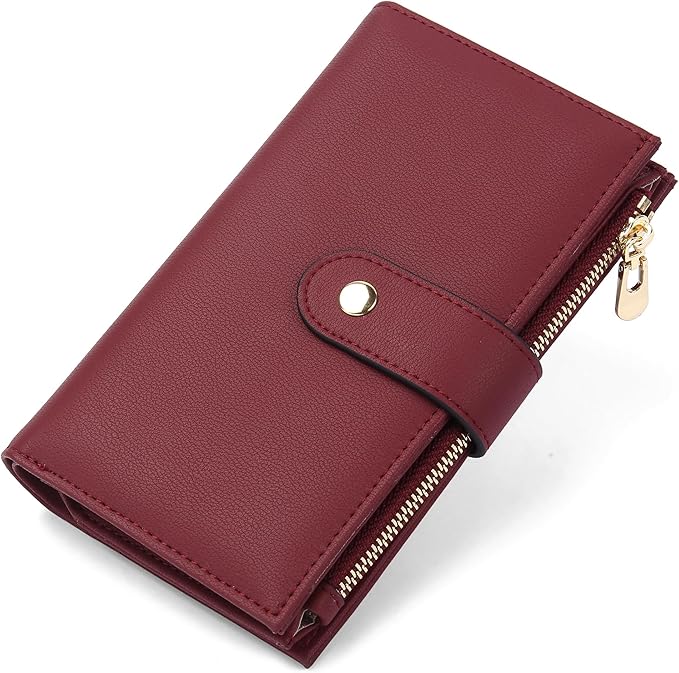 yiijay Womens Wallet RFID Blocking Leather Trifold Clutch Wallet Credit Card Holder Ladies Travel Wallet Purse with Pen Holder