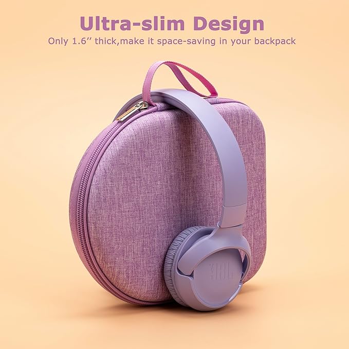 Ginsco Case Compatible with JBL Tune 510BT/520BT/500BT with Sony WH-CH520/510, Ultra-Slim Hard Shell Headphone Case for On Ear Headphones (Purple)