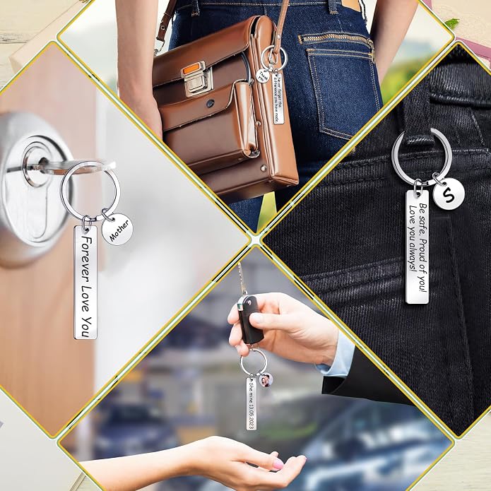 Gisafai 30 Pcs Laser Engraving Stainless Steel Keychain Blanks Engravable Metal Keychains for Graduation Crafts DIY Gifts