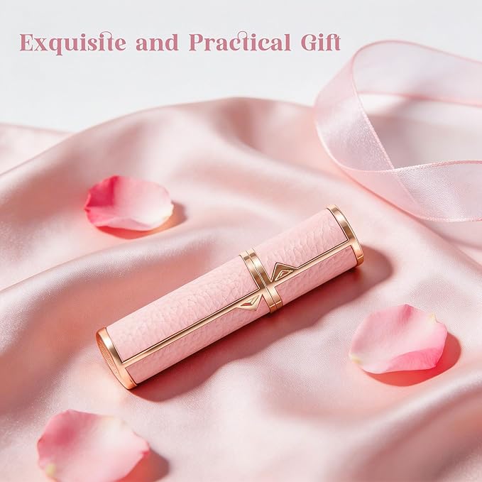 Perfume Travel Refillable Bottle,Perfume Atomizer 5ml Genuine Leather Bottom-Filling,Mini Cologne Sprayer,Spray Bottles for Cruise Gift Travel Accessories (Pink)