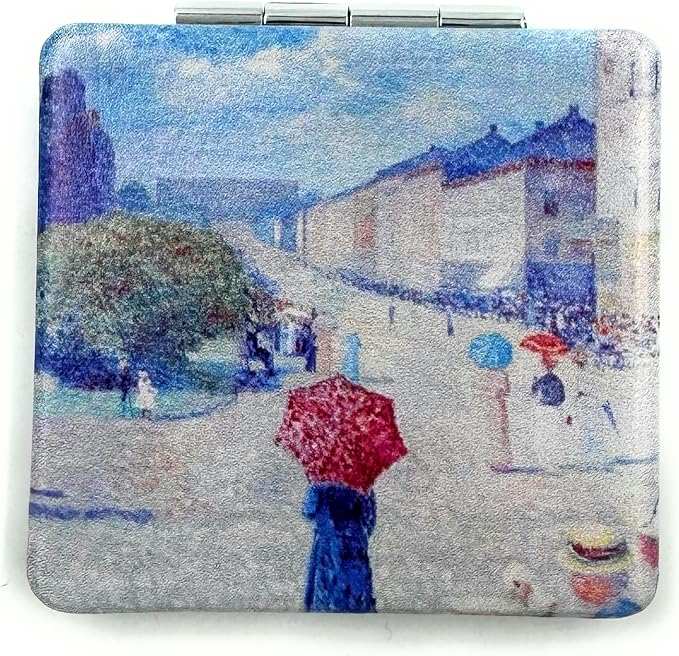 Edward Monch Square Mirror - Art Deco Pocket Mirror for Girls, Perfect for Travel or Gifts
