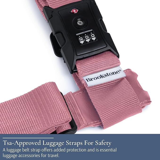 Brookstone Luggage Strap - 2-in-1 TSA-Approved Expandable Luggage Straps for Suitcases with Keyless 3-Digit Combination Lock, Size One Size, Lilac Ice