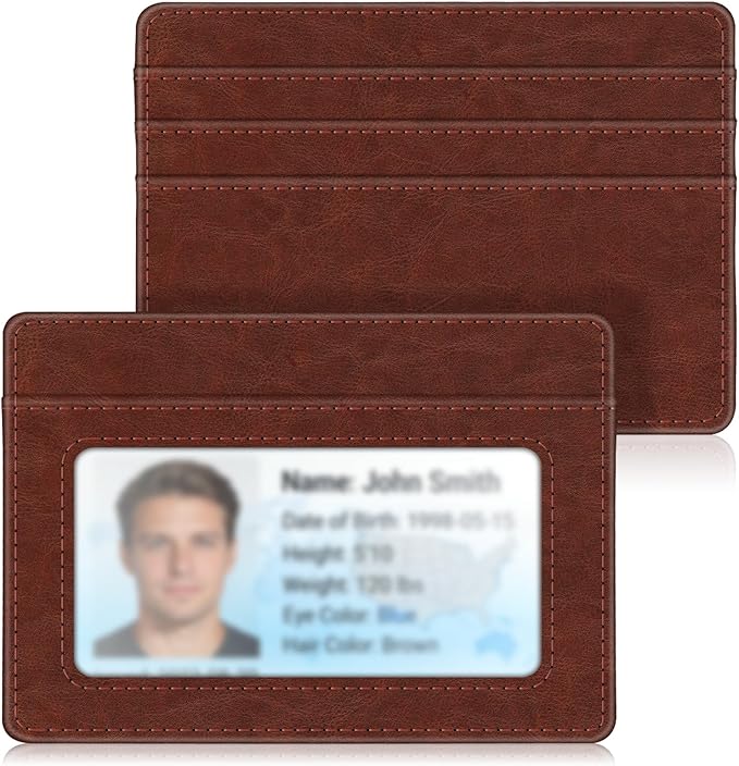 FINTIE Slim Minimalist Front Pocket Wallet, RFID Blocking Credit Card Holder Card Cases with ID Window for Men Women, Vintage Brown
