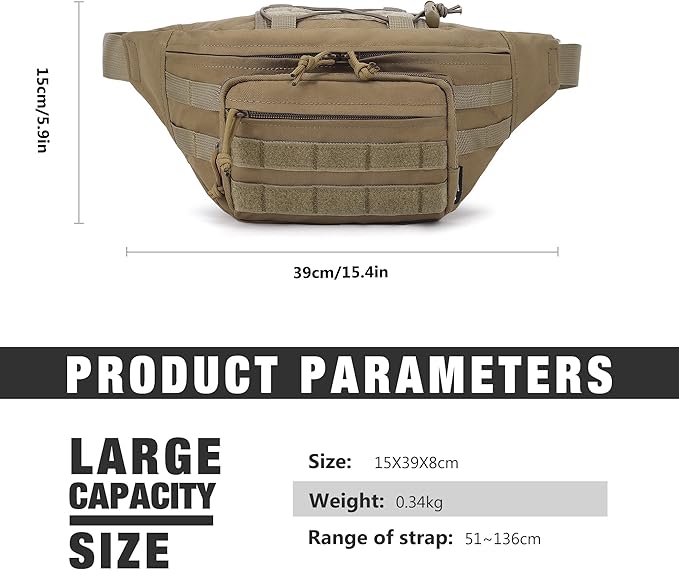 Mardingtop Tactical Fanny Pack for Men, Military Crossbody Waist Bag Utility Hip Belt Bumbag for Outdoor Travel,Hiking,Running,Walking,Fishing,EDC