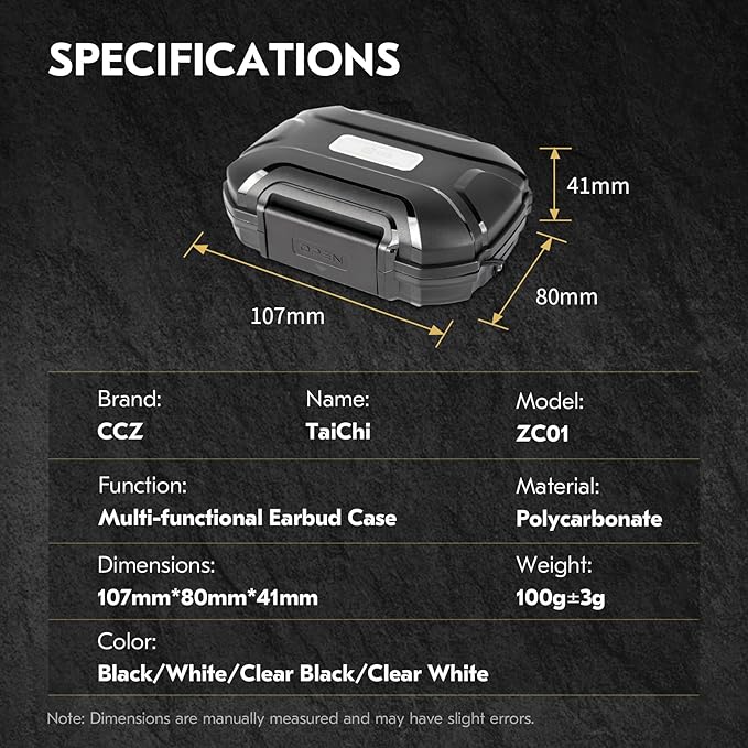 CCZ ZC01 Hard Shell IEM Case for KZ ZS10 Pro in Ear Monitor, Travel Portable Earbuds Case Waterproof Headphone Storage Box for Shure SE215, CCZ Melody, KBEAR KS1, KZ ZAR, ZS12 PRO 2, ZAS, AS16 (White)