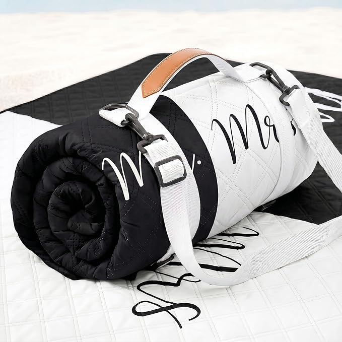 Waterproof Beach Blanket Picnic Outdoor Mat Rug Registry Wedding Search by Name Must Have Items Newlyweds Newly Wed Married Couple Gifts Bridal Husband Wife Men Women Mr Mrs Anniversary Present