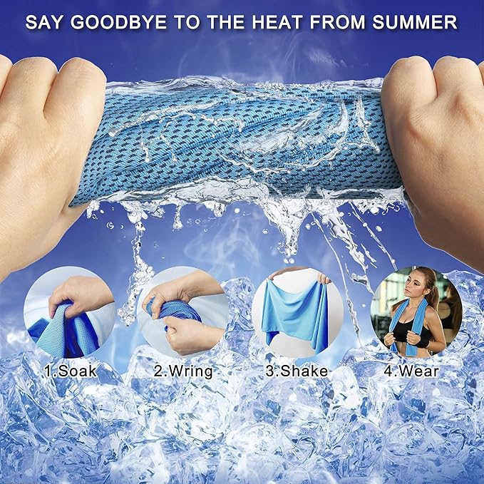 5Packs Cooling Towels (40"x 12"), Ice Towel, Yoga Towels, Workout Towel Stay Cool for Yoga, Cool Towel, Workout, Camping, Fitness, Running, Workout & More Activitie…