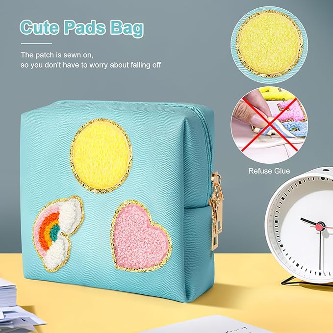 airogym Period Bag for Women, Sanitary Napkin Storage Bag, Functional PU Leather Sanitary Pad Bags for Panty Liners, Tampons, Menstrual Cup Pouches, Sanitary Pads Organizer with Zipper