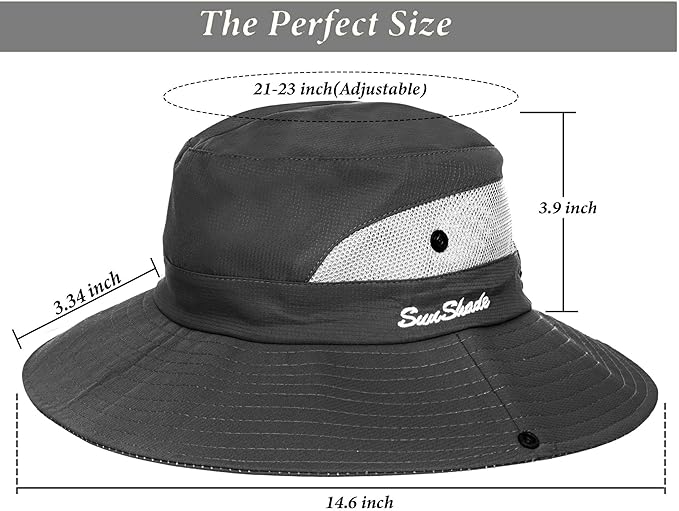 Sun Hat for Women Summer UV Protection Beach Hat Wide Brim Mesh Bucket Fishing Hat with Ponytail Hole Foldable Packable Hat