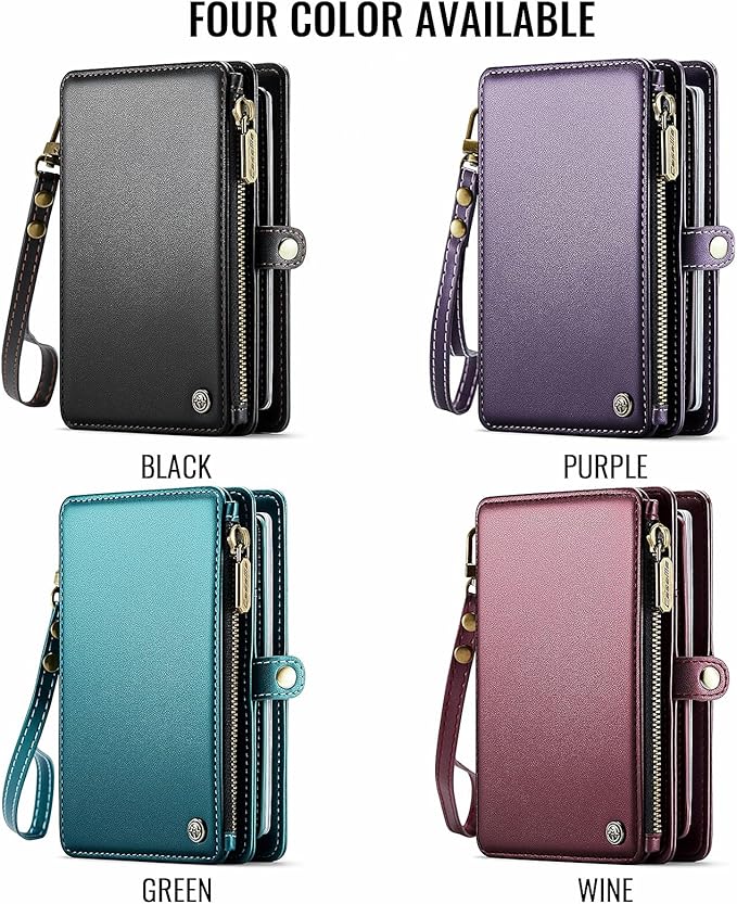 Passport Holder Wallet Bag with AirTag Holder, 11 Card Slots and Passport Solt Cash Solt Photo Solt Zipper Pocket, RFID Blocking Wristlet Strap.Black