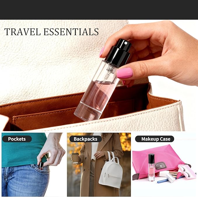 5ml Perfume Travel Refillable Bottle Perfume Atomizer, Travel Size Perfume Bottle,12pcs Glass Bayonet Mount Fragrance Atomizers for Trip, Leak-proof Cologne Sprayer Bottles